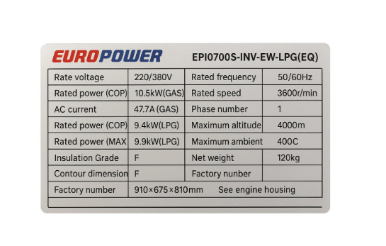 موتور برق بنزینی استارتی تک فاز سایلنت اینورتری 11 کیلووات یورو پاور EP10700S-INV-EW(EQ)